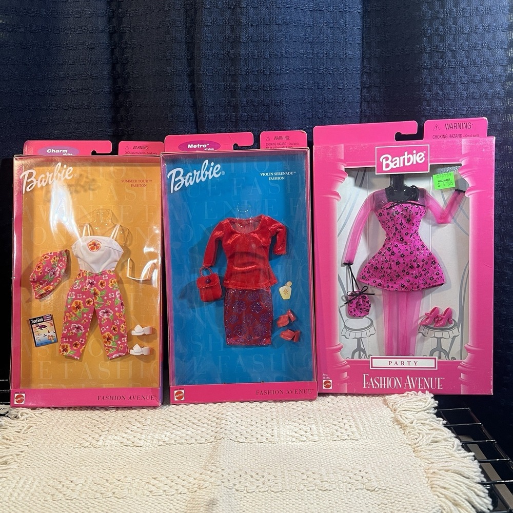 3‎ Lot RARE Vintage BARBIE DRESS OUTFITS FASHION AVENUE '98-00